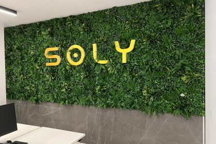 Soly Antwerpen,  piepschuim tekst inclusief jungle materiaal, logo en wall-covering